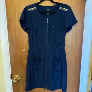Navy blue short sleeve cocktail dress